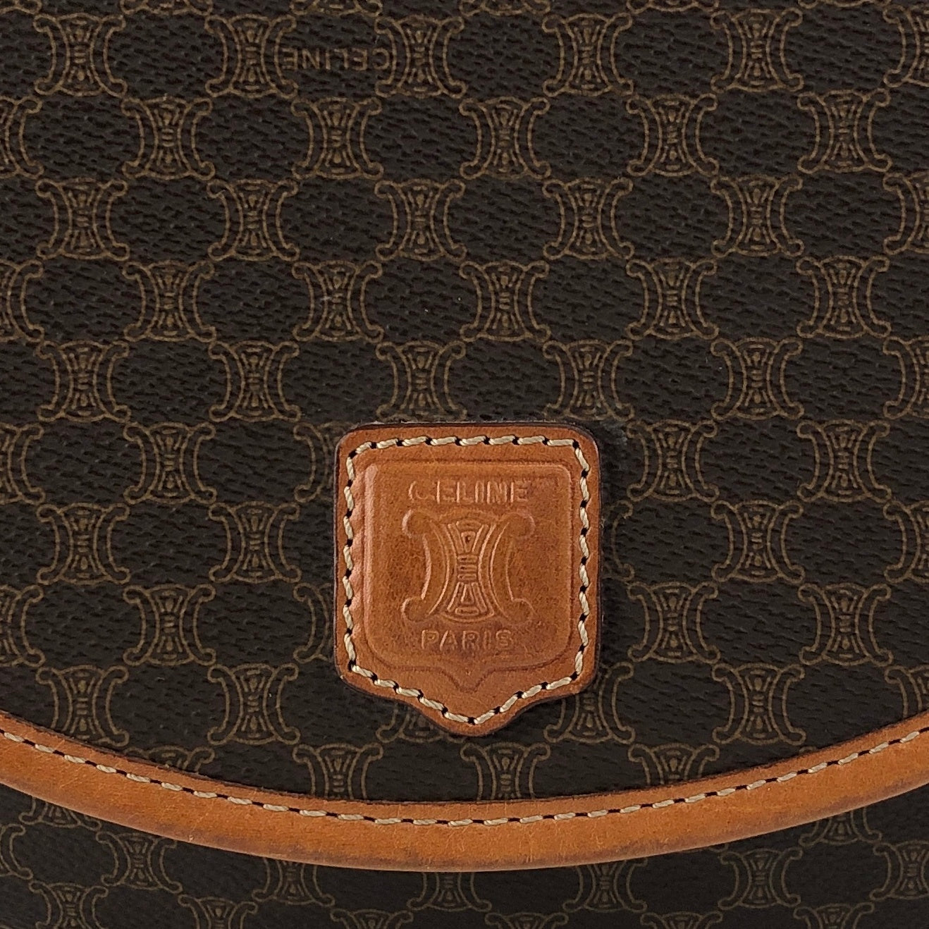 CELINE Macadam Blason Shoulder bag Brown Vintage n6642d