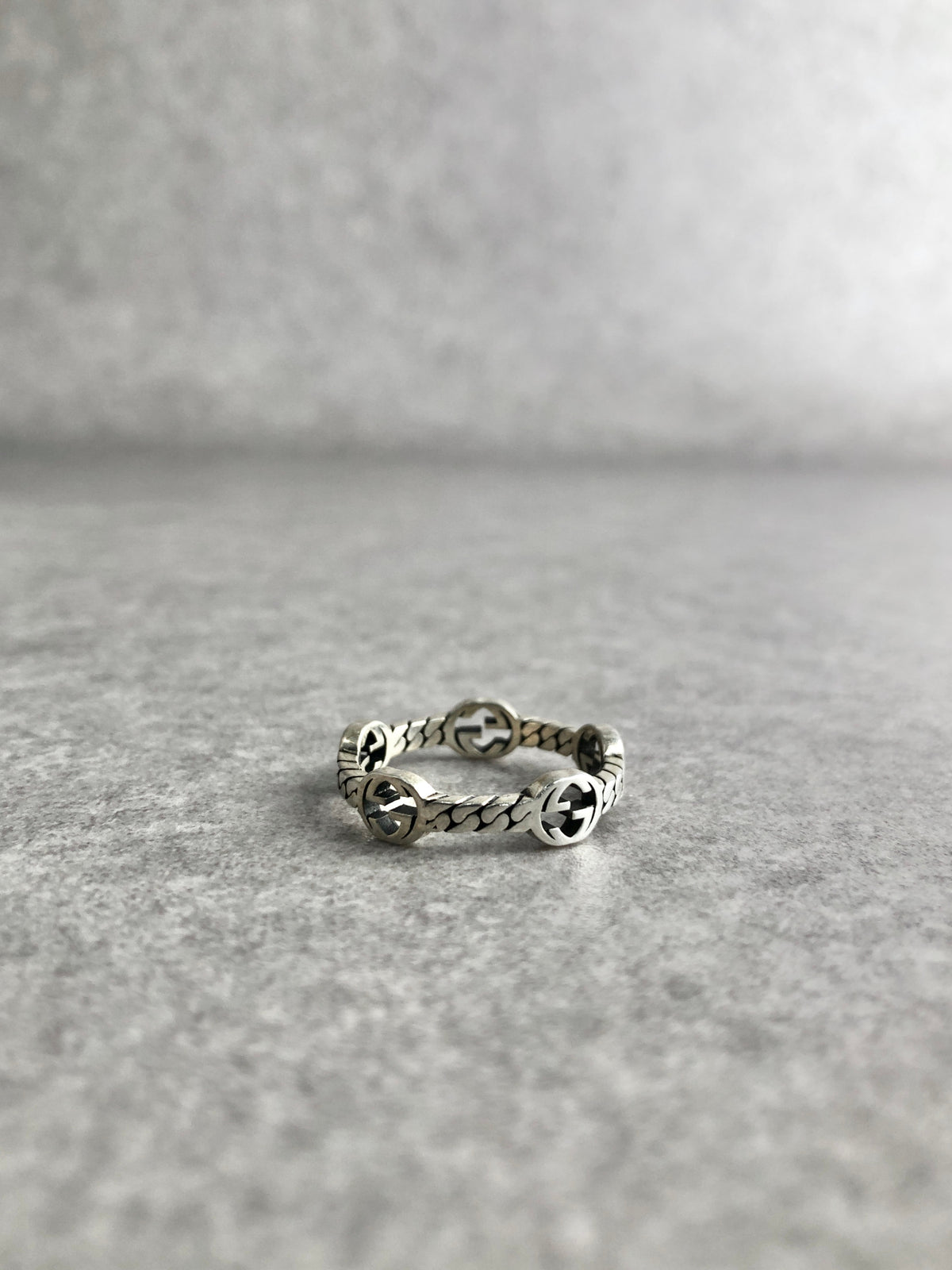 GUCCI Interlocking SILVER925 Ring Silver Vintage 3fubvp