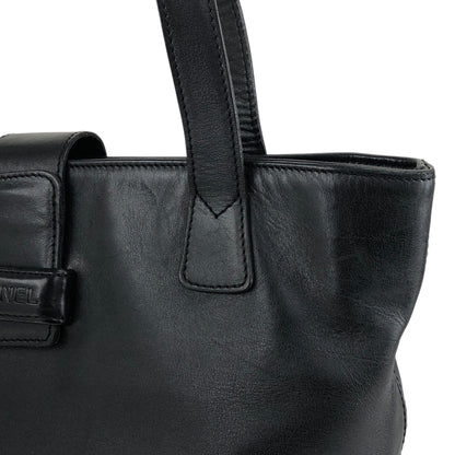 CHANEL Logo Handbag Totebag Black Vintage 6vtcfe