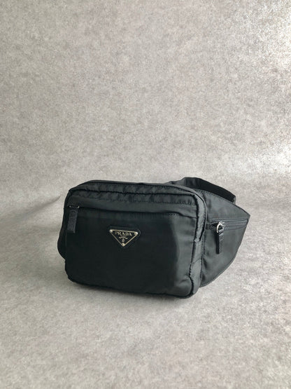PRADA Tessuto Triangle Logo Sling bag Black V210 Vintage st4ma3