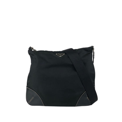 PRADA Tessuto Triangle Logo Shoulder bag Black Vintage ribjbv