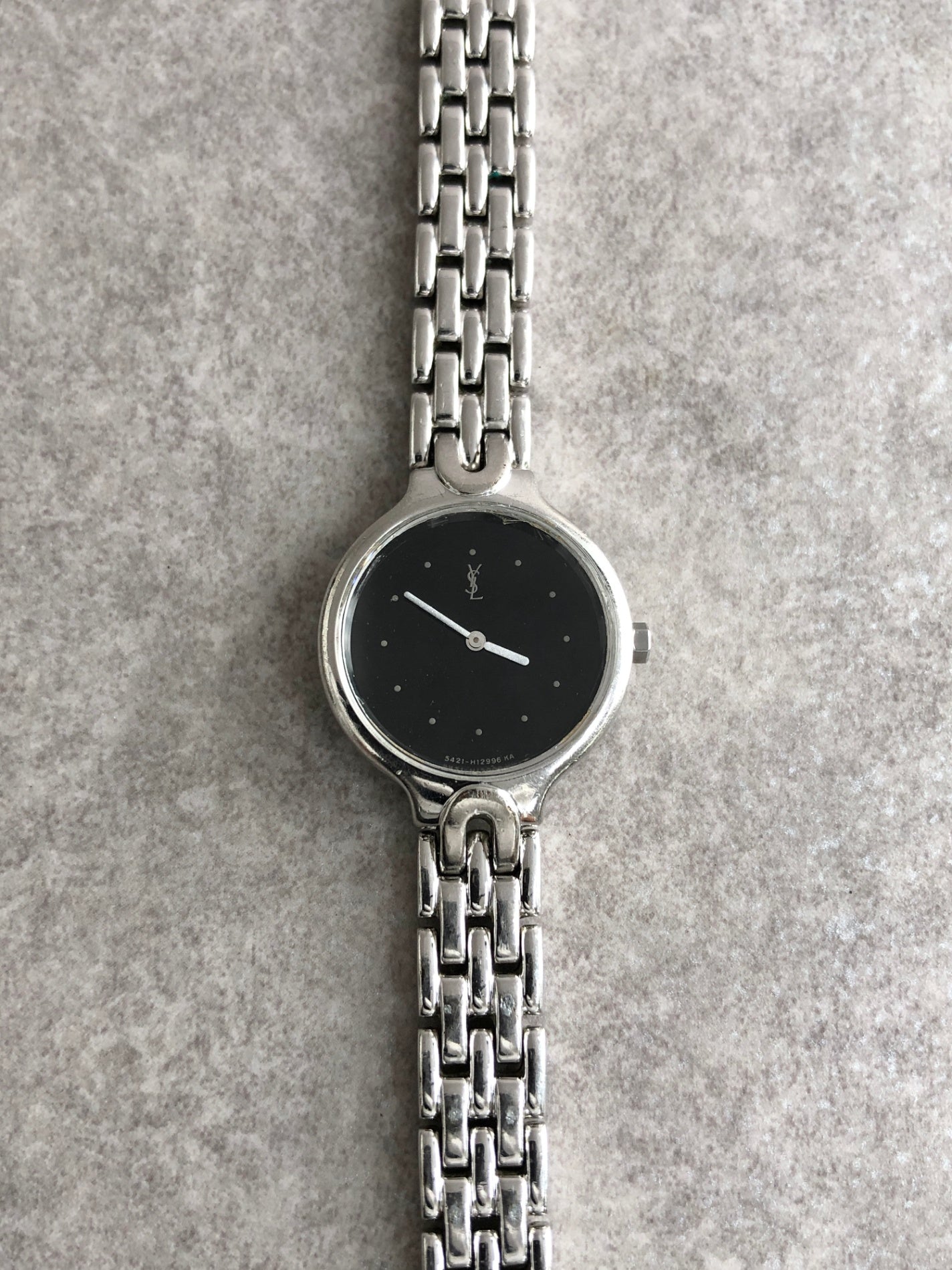 Yves Saint Laurent YSL Logo Watch Silver Vintage 6nipf7