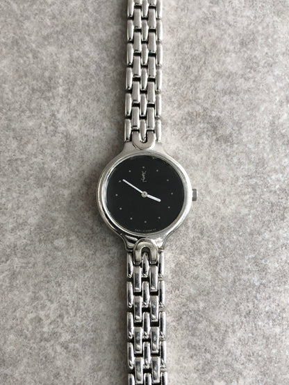 Yves Saint Laurent YSL Logo Watch Silver Vintage 6nipf7