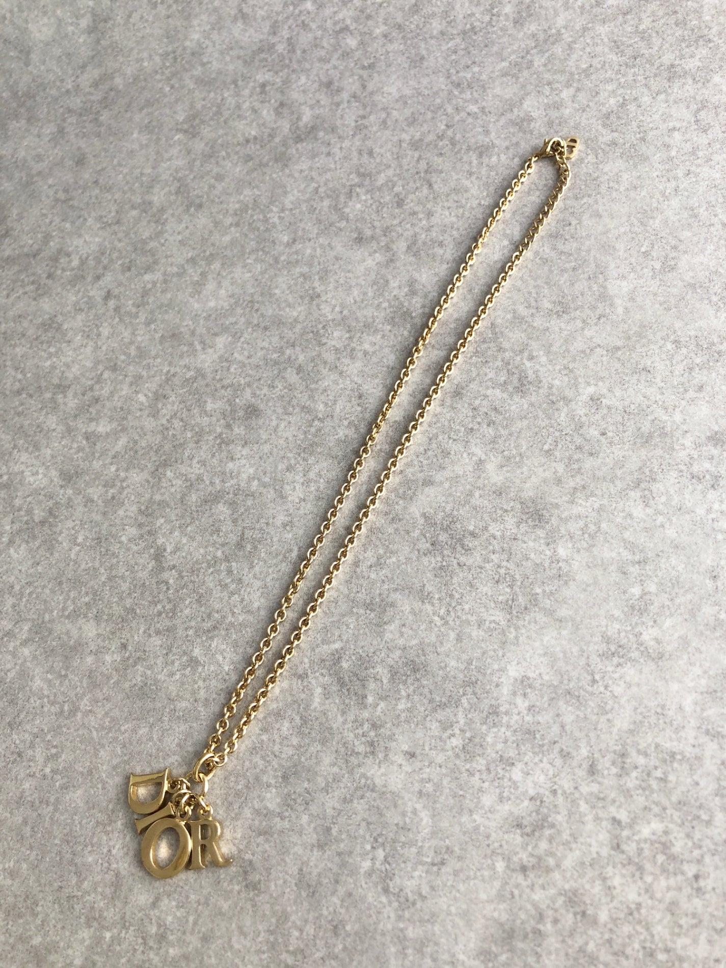 Christian Dior Logo Motif Necklace Gold Vintage z2uvgg