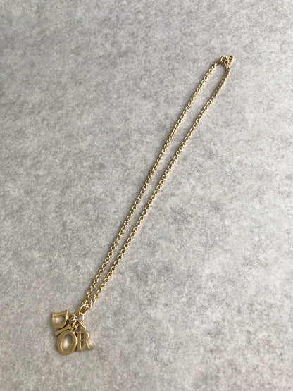 Christian Dior Logo Motif Necklace Gold Vintage z2uvgg