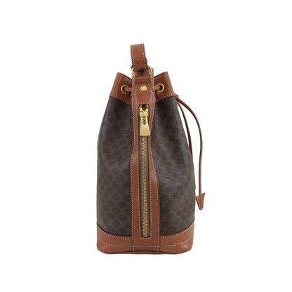 CELINE Macadam Blason Drawstring Shoulder bag Brown Vintage v2eukv