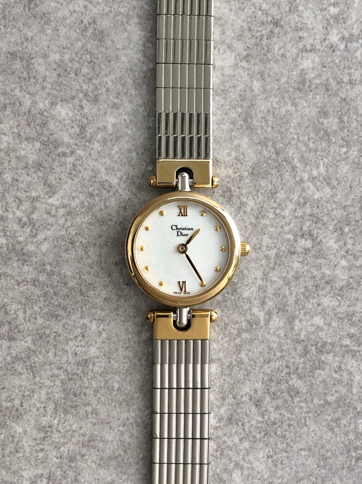 Christian Dior Quartz Watch Silver×Gold 3025 Vintage 7bawiw