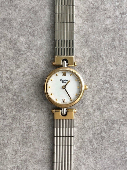 Christian Dior Quartz Watch Silver×Gold 3025 Vintage 7bawiw
