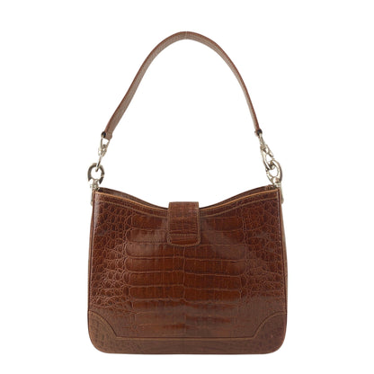 CELINE Gancini Shoulder bag Brown Vintage uh6ta4