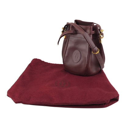 Cartier Logo Embossed Drawstring Shoulder bag Bordeaux Vintage r3iyaj