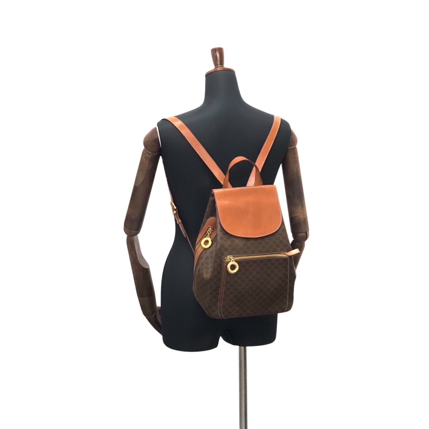 CELINE Macadam 圓形標誌吊飾背包棕色復古 idh7rg