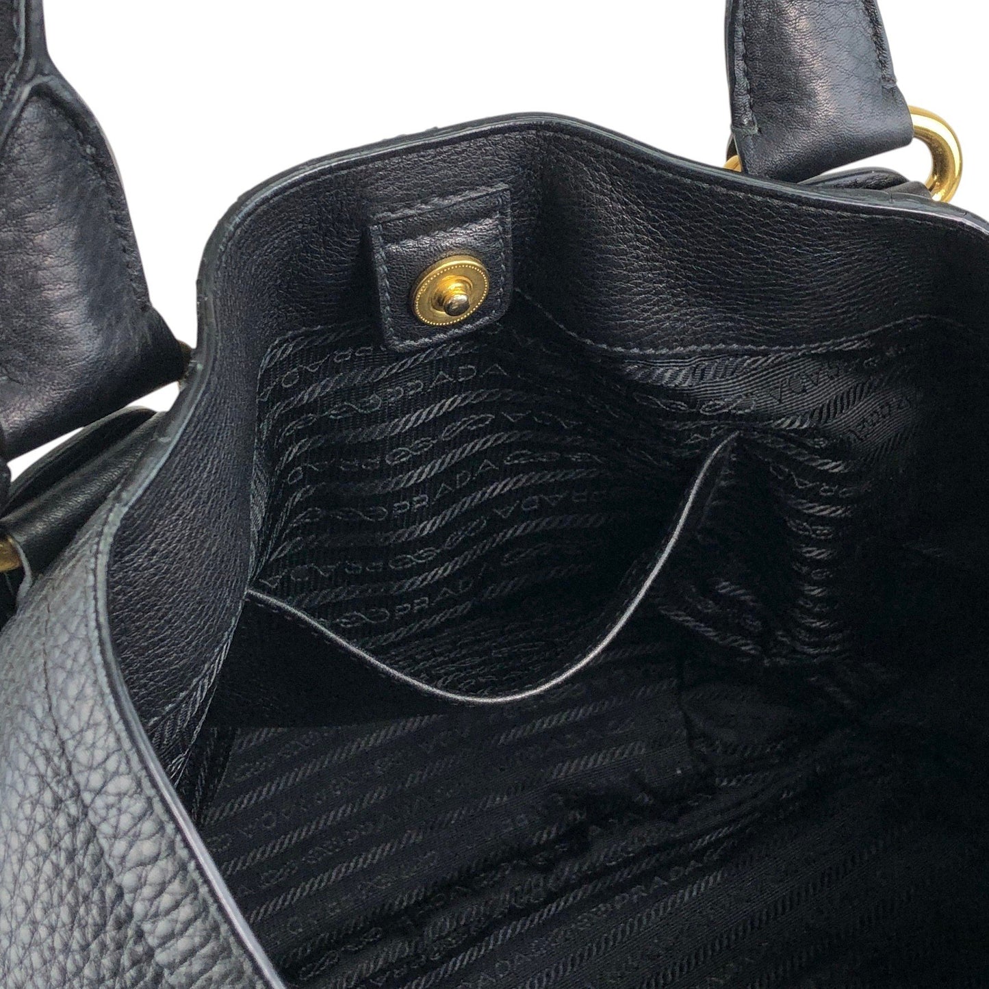 PRADA Logo Two-way Handbag Shoulder bag Black Vintage 5umuja