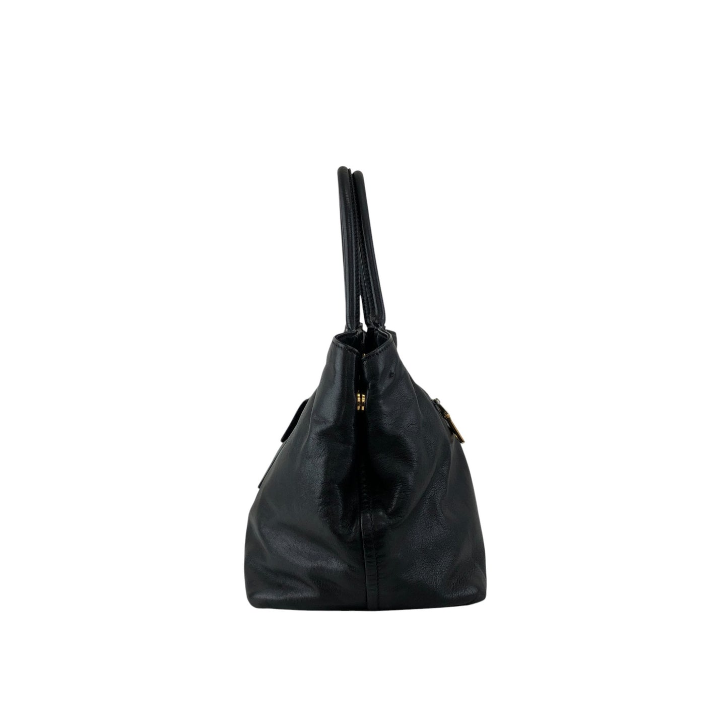 PRADA Logo Front Pocket Handbag Black Vintage gkw2r3