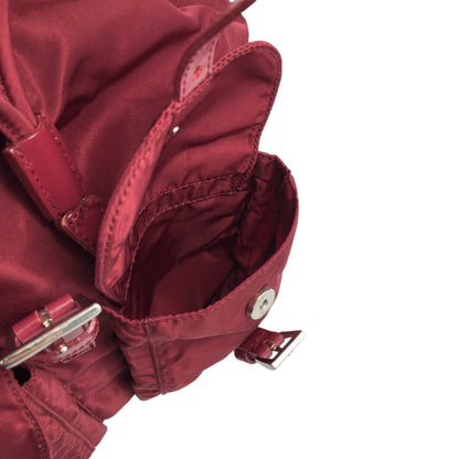 PRADA Triangle Logo Double Pocket  Backpack Red Vintage 8jxw7p