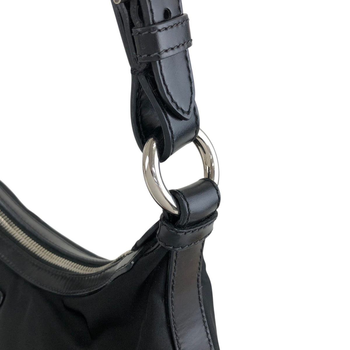 PRADA Triangle Logo Shoulder bag Hobobag Black Vintage cpgmii