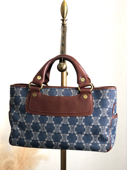 CELINE Paris Macadam Handbag Indigo Vintage zc7v75