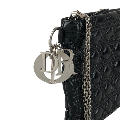 Christian Dior Cannage Logo Charm Handbag Black Vintage gk2smc