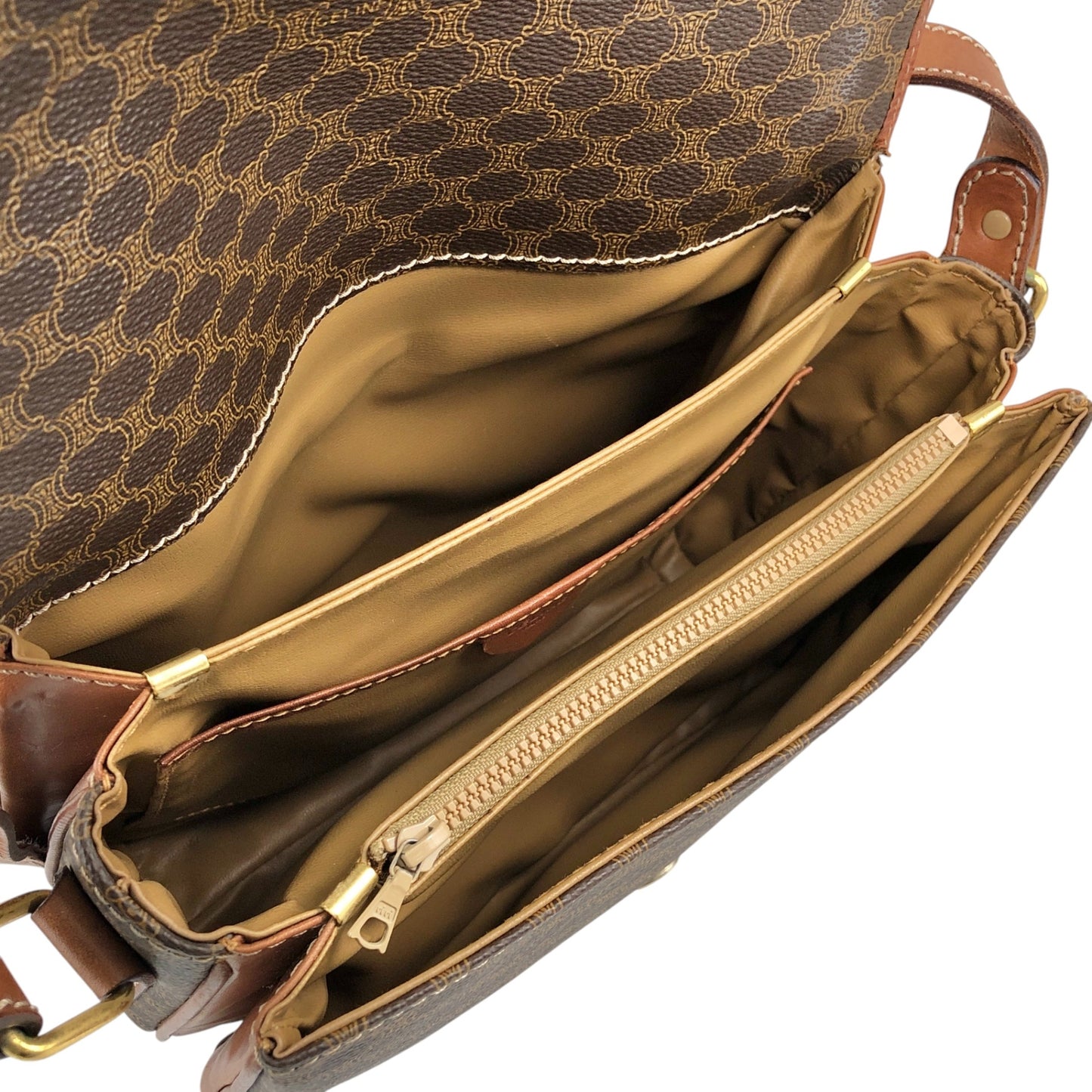 CELINE Macadam Horseshoe Shoulder bag Brown Vintage mxtw8i