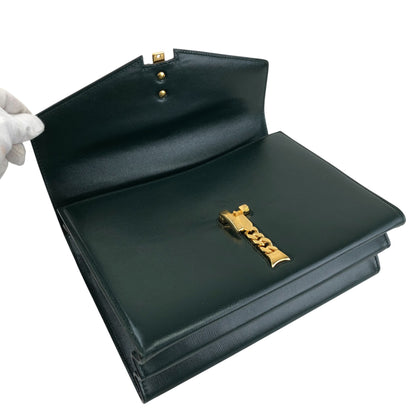 GUCCI Belt Motif Handbag Green Vintage 2vw4nm