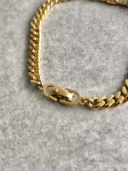 Christian Dior CD Logo Rhinestone Bracelet Gold Vintage gn36vg