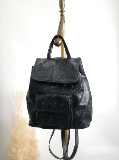 Yves Saint Laurent YSL Logo Backpack Black Vintage 2k8d7h