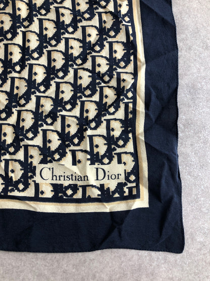 Christian Dior Trotter 真絲圍巾 海軍藍 復古 aerczg