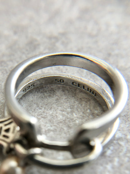 CELINE Blason Ring Silver SILVER925 Vintage jnpxi7