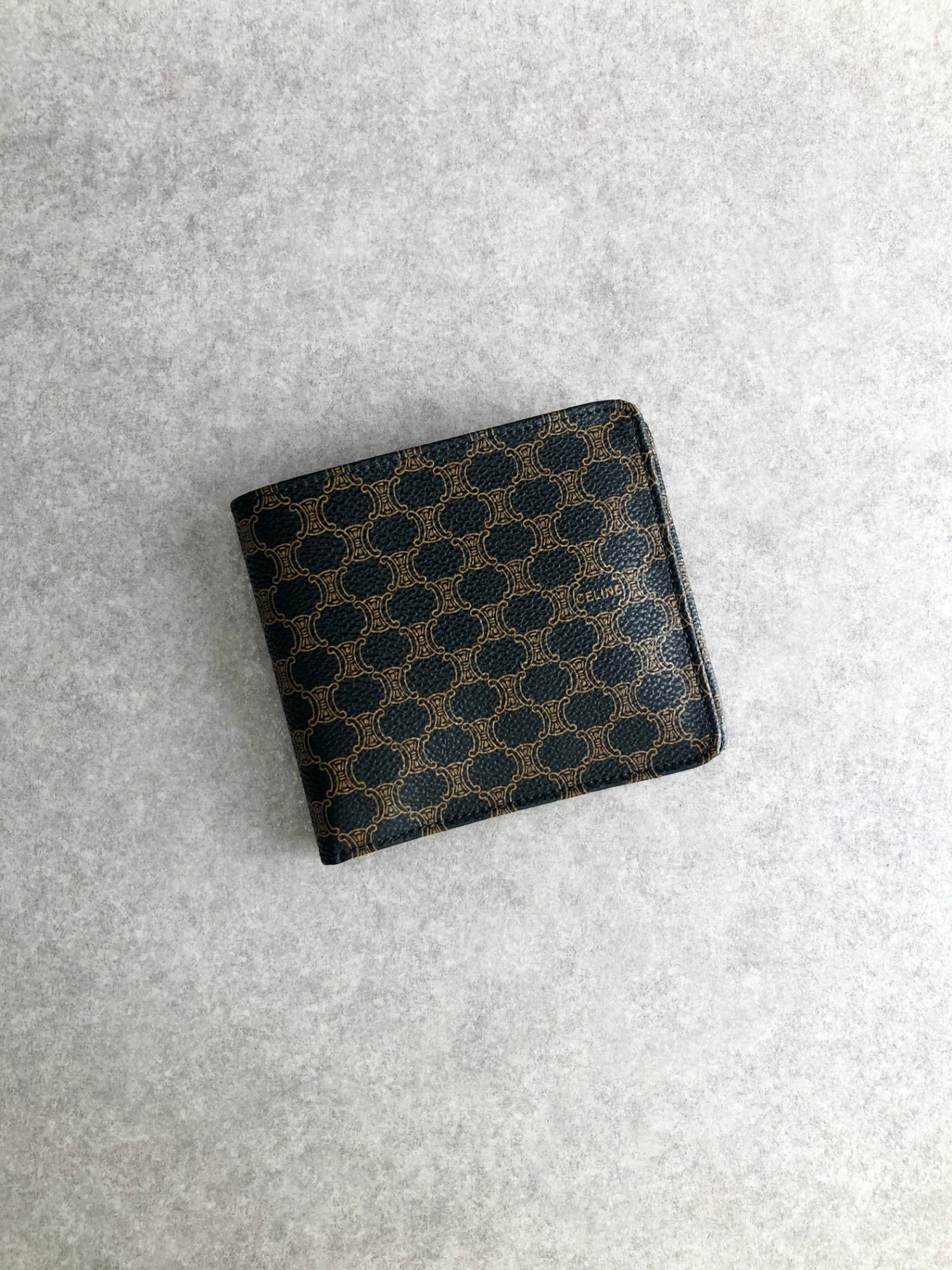 CELINE Macadam Folded Wallet Black Vintage khb5t3