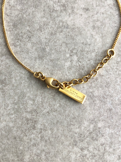 Yves Saint Laurent YSL Logo Motif Bracelet Gold Vintage mtyzfs