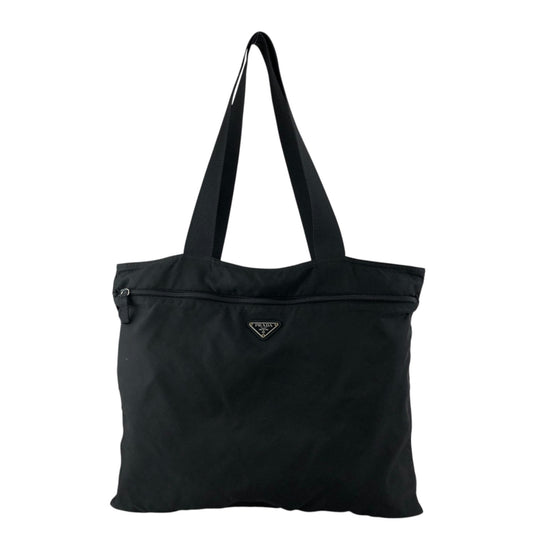 PRADA Tessuto Triangle Logo Totebag Handbag Black Vintage raasxi