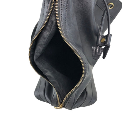 CELINE Gancini Drawstring Shoulder bag Black Vintage 4g3rt5