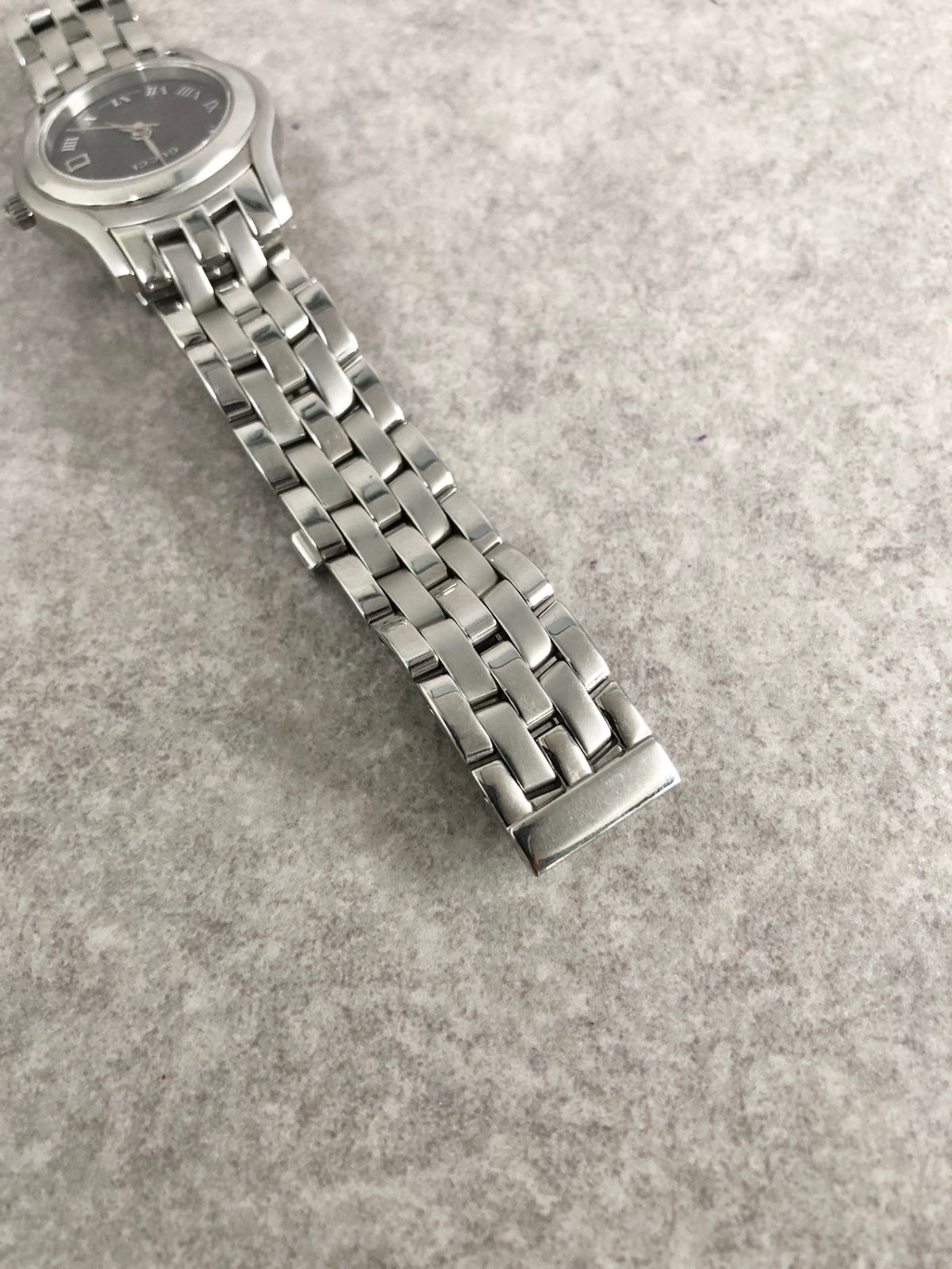 GUCCI Logo Quartz Watch Silver 5500L Vintage wbu438