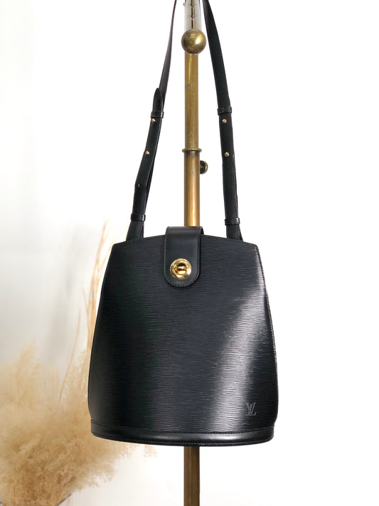 LOUIS VUITTON Epi Turn Lock Shoulder bag Black Vintage 7snrnp