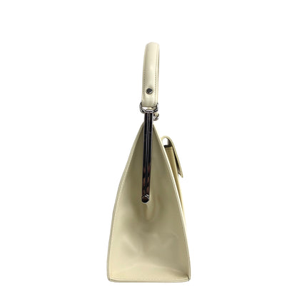 Yves Saint Laurent Logo Leather Handbag Beige Vintage brtxwd