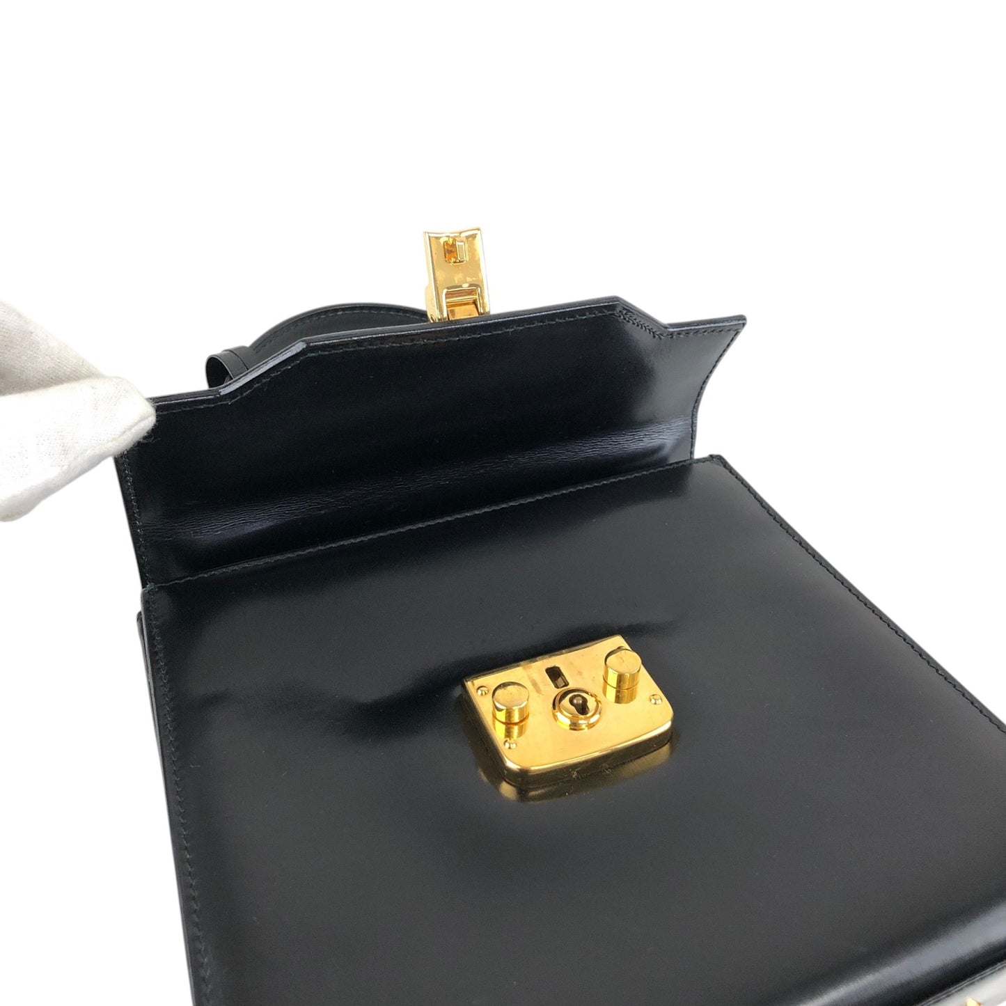 GUCCI Lady Lock Two-wayHandbag Shoulder bag Black Vintage uiedgd