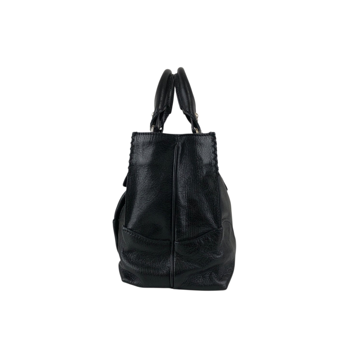 CELINE Horse Carriage Handbag Black Vintage ye36tf