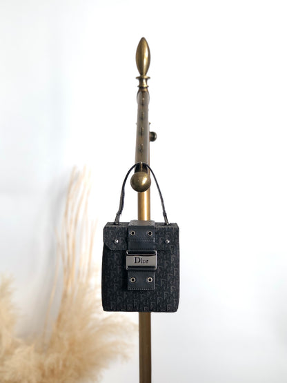 Christian Dior Logo Trotter Small Handbag Vanity bag Black Vintage kebsei
