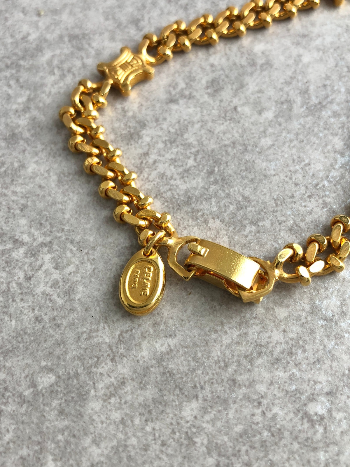 CELINE Blason Bracelet Gold Vintage iiprxa