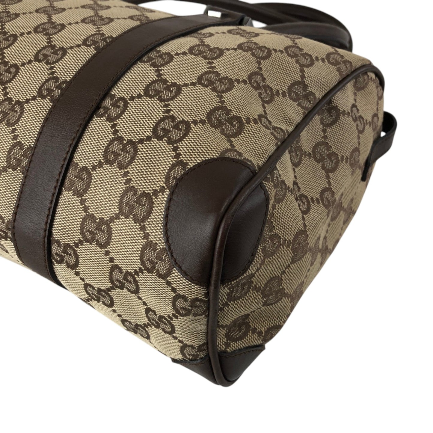 GUCCI GG Canvas Small Boston bag Handbag Brown Vintage ms6dsn