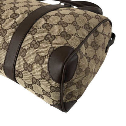 GUCCI GG Canvas Small Boston bag Handbag Brown Vintage ms6dsn