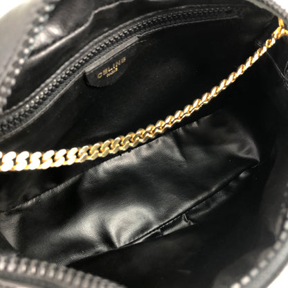 CELINE Triomphe Leather Chain Shoulder bag Black Vintage jigb5w