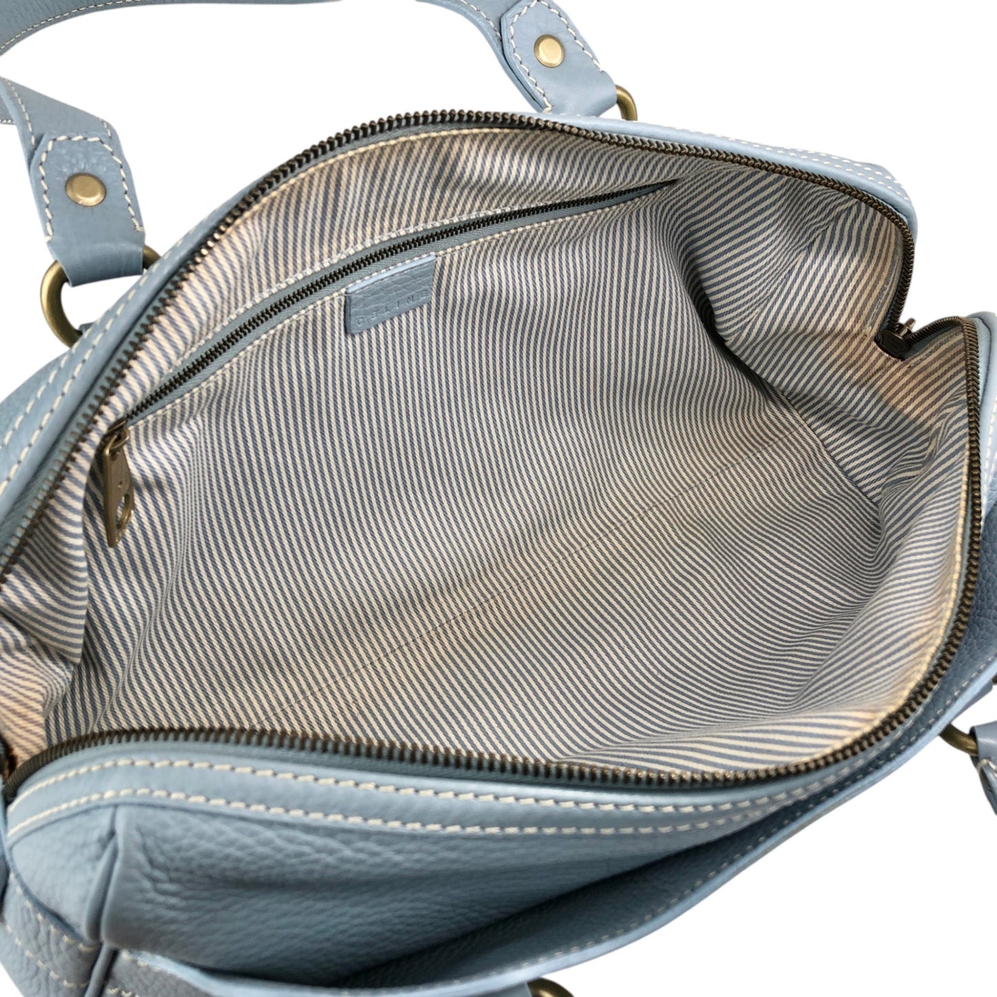 CELINE Blason Handbag Sky blue Vintage 5m2evd