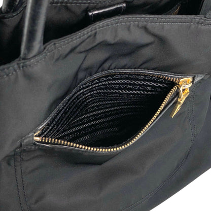PRADA Tessuto Triangle Logo Two-way Handbag Shoulder bag Black Vintage 2krwdw