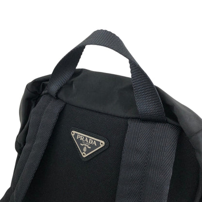 PRADA Tessuto Triangle Logo Front Buckle Backpack Black Vintage ynp78c