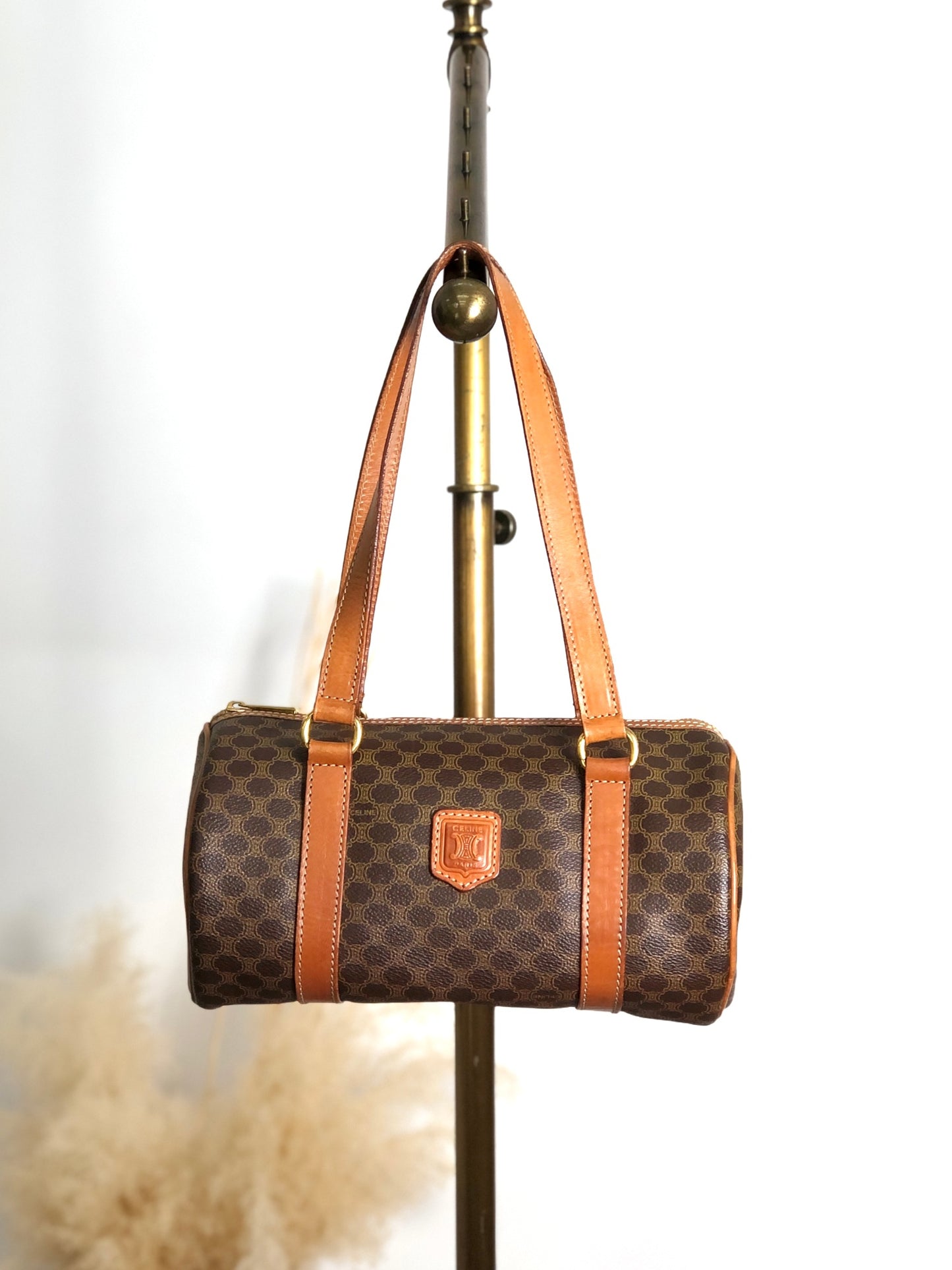 CELINE Macadam Blason Handbag Brown Vintage s5ej7j