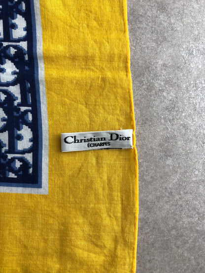 Christian Dior Silk Scarf Navy×Yellow Vintage 5w2wh8