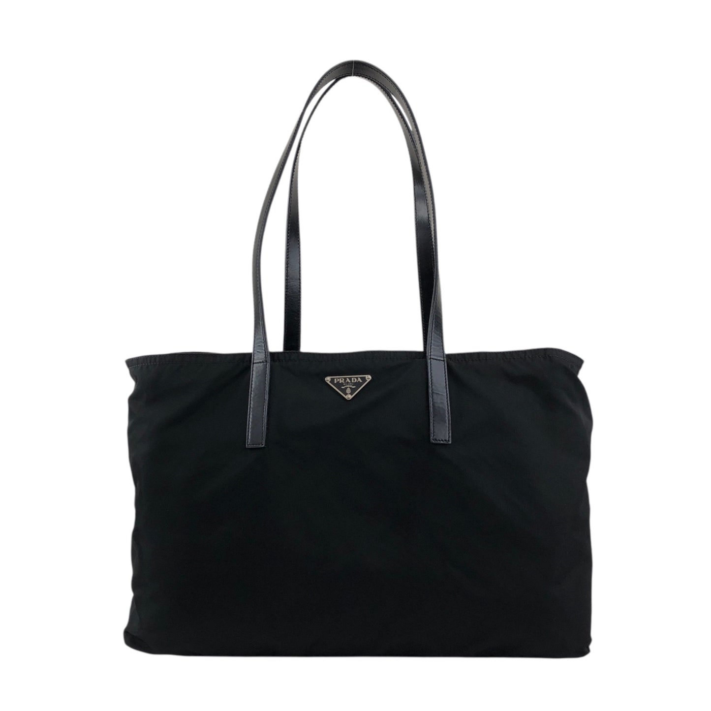 PRADA Tessuto Triangle Logo Totebag Black Vintage weepxg