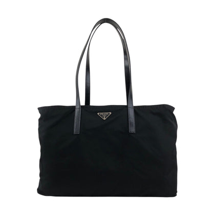 PRADA Tessuto Triangle Logo Totebag Black Vintage weepxg