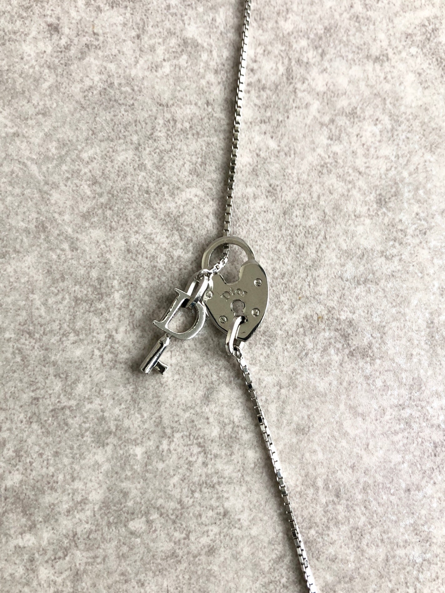 Christian Dior Logo Padlock Necklace Silver Vintage nk8vix