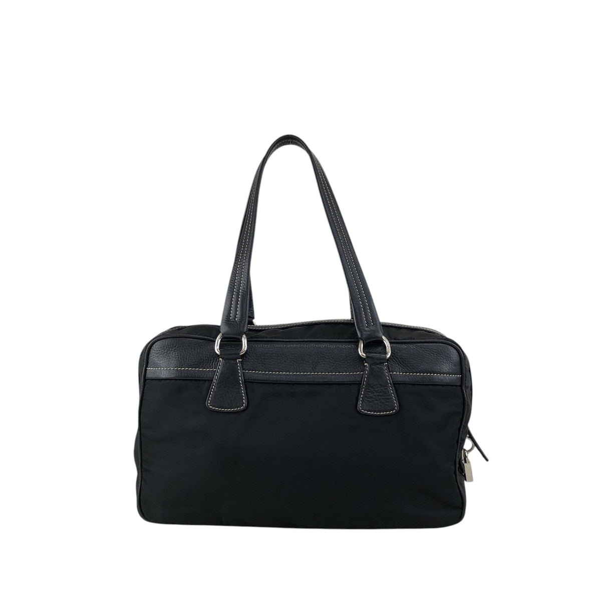 PRADA Logo Boston bag Totebag Black Vintage b57rj5